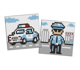 Алмазна мозаїка на стікері - "Професії. Поліцейський", набір із 2 сюжетів, 9х9см