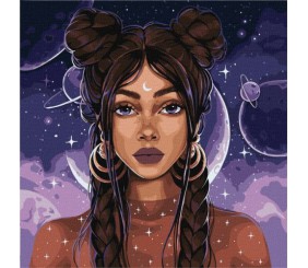 Картина за номерами - Космічна дівчина 40х40 см.