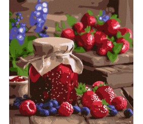 Картина за номерами - Малинове варення 40х40 см.