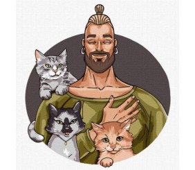 Картина за номерами - Три пухнастика 30х30 см.