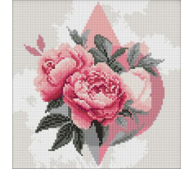 Алмазна мозаїка - Геометричні фігури з півоніями ©art_selena_ua, 30х30см