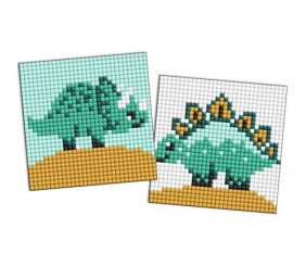 Алмазна мозаїка на стікері - "Юрський період. Динозавр 3", набір із 2 сюжетів, 9х9см