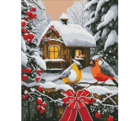 Алмазна мозаїка - "Снігова казка" з голограмними стразами (AB) ©art_selena_ua, 40х50см