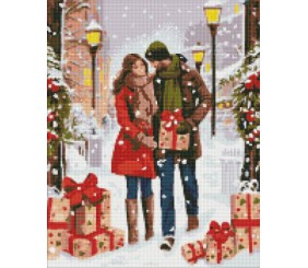 Алмазна мозаїка - "Обмін подарунками" з голограмними стразами (AB) ©art_selena_ua, 40х50см