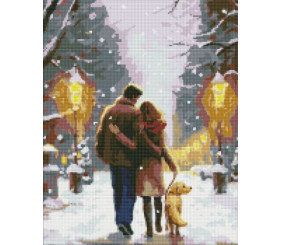 Алмазна мозаїка - "Сімейна прогулянка" з голограмними стразами (AB) ©art_selena_ua, 40х50см