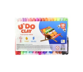 Набір для творчості (повітряний пластилін) "UʼDO Clay" 36 шт, брикет 10 г (укр)