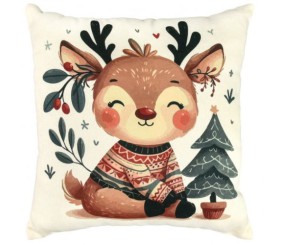 Подушка мікровелюр "В передчутті свята" 35х35 см