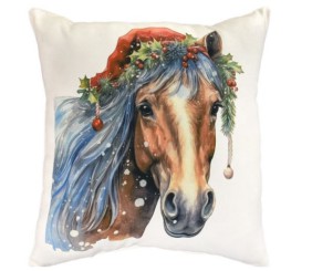 Подушка мікровелюр "Різдвяний кінь" 35х35 см