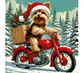 Картина по номерах "Песик у шапці" 30х30 см