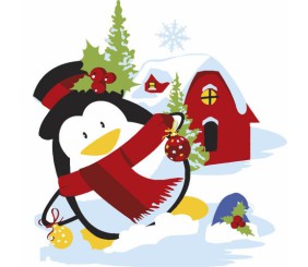 Картина по номерах "Пінгвін біля будинку" 20х20 см