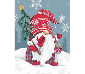 Картина по номерах "Гном із пташкою" 30х40 см