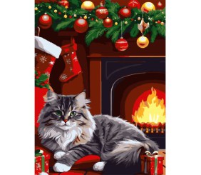 Картина по номерах "Різдвяний кіт" 30х40 см