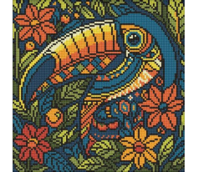 Алмазна мозаїка - "Вітраж. Тукан" ©art_selena_ua, 30х30см