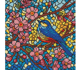 Алмазна мозаїка - "Вітраж. Синиця" ©art_selena_ua, 30х30см