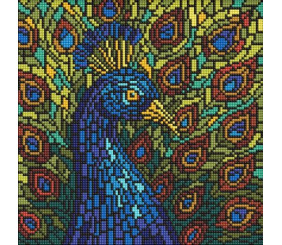 Алмазна мозаїка - "Вітраж. Павич" ©art_selena_ua, 30х30см