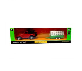 Машина+прицеп мет. 1:43 Jeep Wrangler,відкр.двері,короб.28*8*6,5см