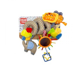 Брязкальце тваринки мʼяке спіраль з прорізувачем,люстерком лист.29*18,3 см.