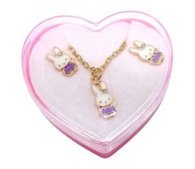 Дитячий набір прикрас: кулон+сережки (З лавандовим зайчиком)