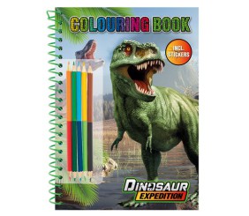 Розмальовка з наліпками та олівцями "Dinosaur Expedition/Дінозаур Експедішн" Розмальовка з наліпками та олівцями