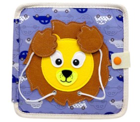 Мʼяка книжка-бізіборд "Левчик", пальчикові ігри, липучки