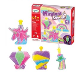 Набір для творчості 4 кольори, глітер, світиться у темряві, інструменти, 4 пляшечки, в коробці