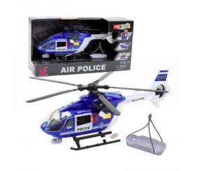 Гвинтокрил "Поліція", підсвічування, звук, заводні лопасті, механічний підіймач, відчиняються двері, вантаж, в коробці