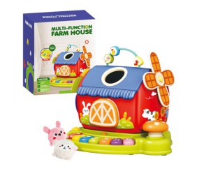 Розвивальний будинок текстильні тварини, пискавки, пальчикові ігри, шелесткі елементи, піаніно, режими гри, ноти, звуки тварин, гра на швидкість реакції, барабани, на батарейках, люстерко, в коробці