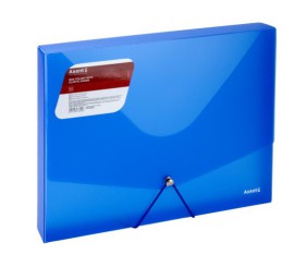 Папка на гумках об'ємна, А4, прозора синя