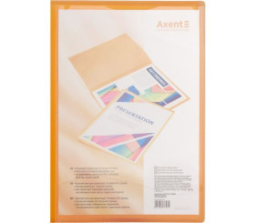 Дисплей-книга з кишенею, А4, 20 файлів, прозора помаранчева