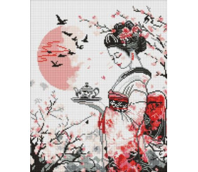 Алмазна мозаїка - Гейша і чай ©art_selena_ua