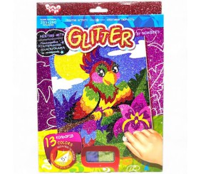 Розфарбування глітером за номерами "Папуга"